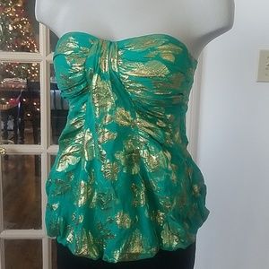 bebe size small green and gold sparkle top